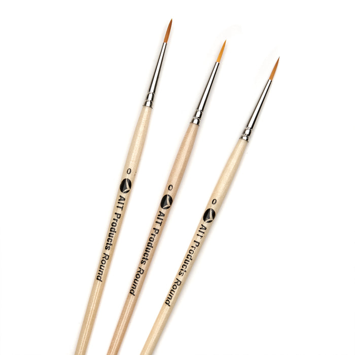 Pack of 3 Single Size Short-Handle Round Brushes, Handmade in USA, Pick the Exact Size You Want for Your Project