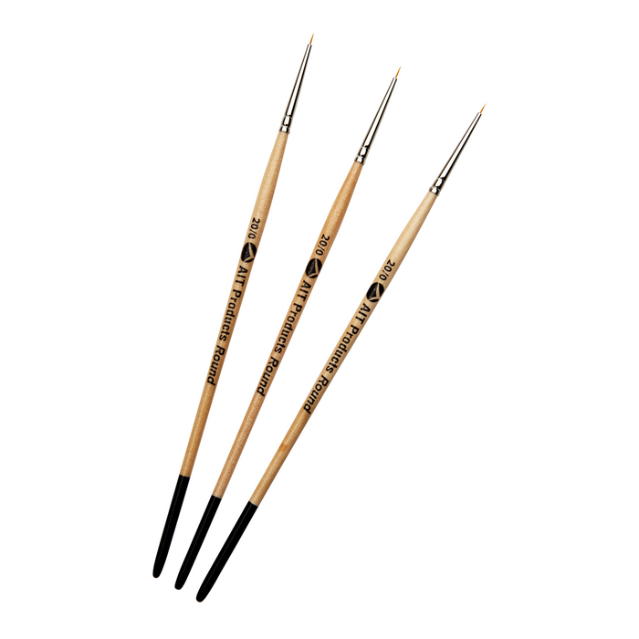 Pack of 3 Single Size Short-Handle Round Brushes, Handmade in USA, Pick the Exact Size You Want for Your Project