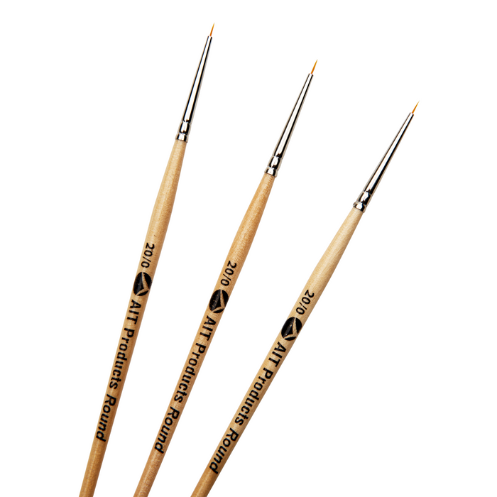 Pack of 3 Single Size Short-Handle Round Brushes, Handmade in USA, Pick the Exact Size You Want for Your Project