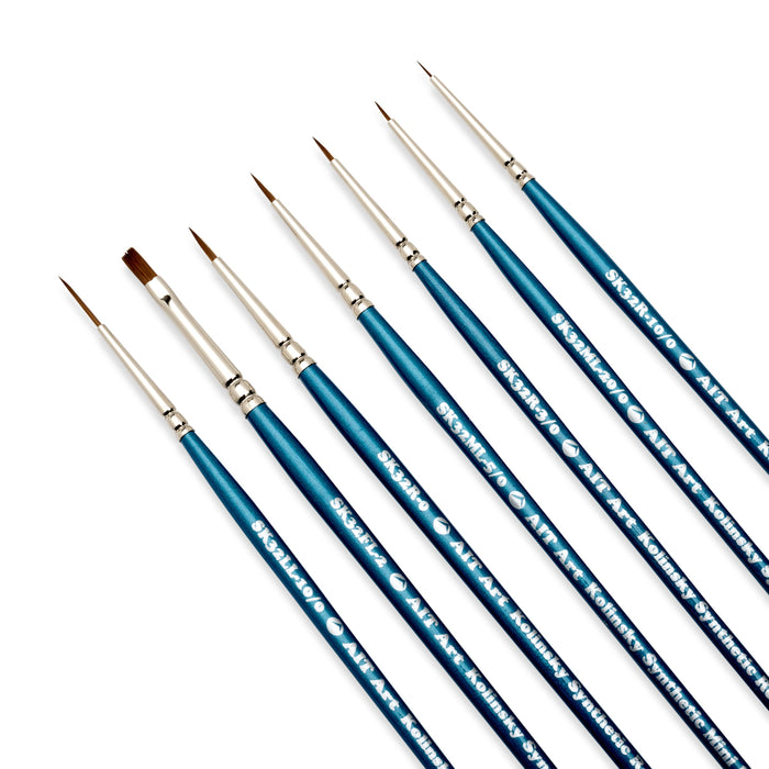 AIT Art Select Set of 7 Detail Paint Brushes, Synthetic Kolinsky Sable, Set Assembled in USA for Trusted Performance and Crafting Exquisite Details
