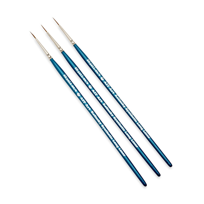 AIT Art Select Pack of 3 Single Size Long Liners, Synthetic Kolinsky Sable, Short-Handle Brushes, Set Assembled in USA, Pick the Exact Size You Want for Your Project