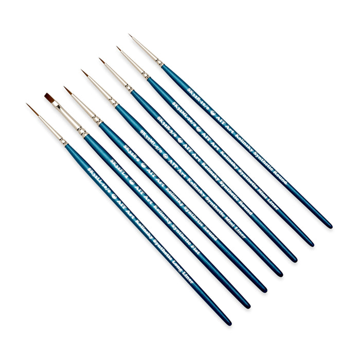 AIT Art Select Set of 7 Detail Paint Brushes, Synthetic Kolinsky Sable, Set Assembled in USA for Trusted Performance and Crafting Exquisite Details