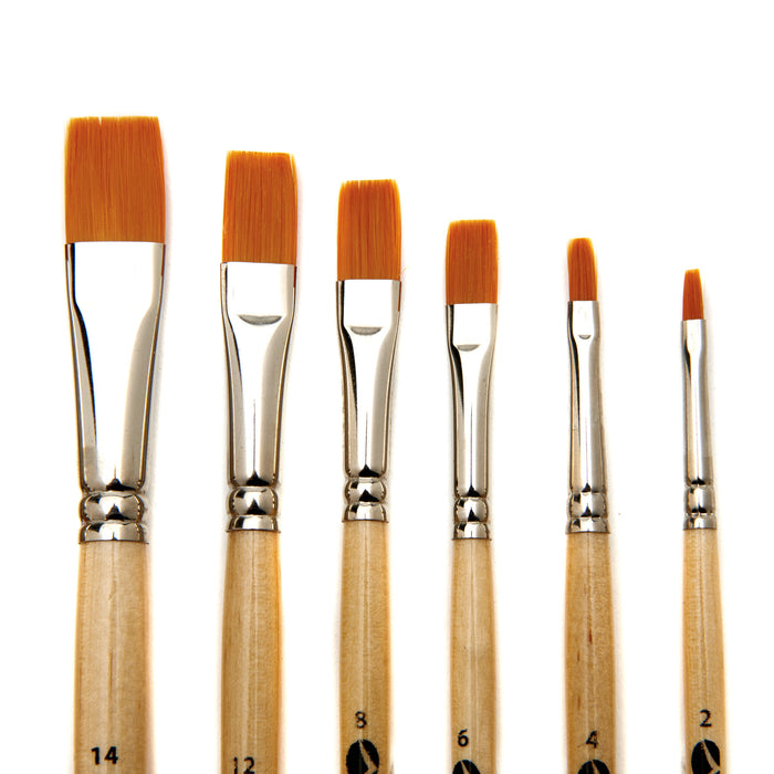 Paint Brush Set of 15 Round and Flat Short-Handle Brushes, Handmade in USA,  Includes FREE Canvas Holder