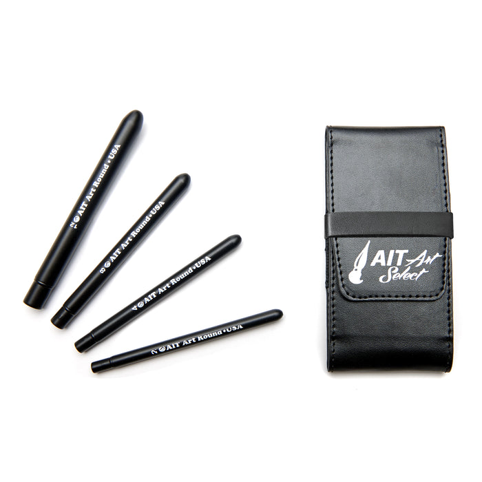 AIT Art Select Paint Brushes - Set of 4 Synthetic Sable Brushes - Handmade in USA - Compact Travel Set