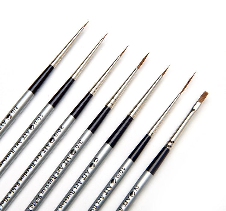 AIT Art Select, Set of 7 Pure Russian Sable Detail Paint Brushes, Handmade in Germany for Crafting Exquisite Details