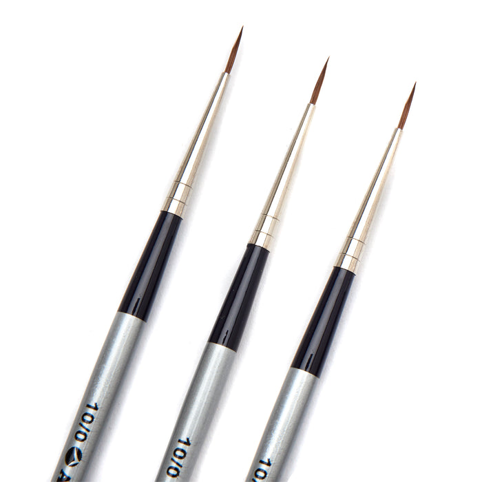 AIT Art Select Pack of 3 Single Size Mini-Liners, Pure Russian Red Sable, Short-Handle Brushes, Handmade in Germany, Pick the Exact Size You Want for Your Project