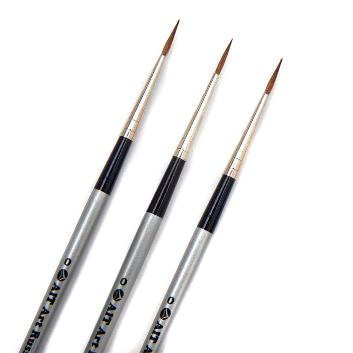 AIT Art Select Pack of 3 Single Size Mini-Liners, Pure Russian Red Sable, Short-Handle Brushes, Handmade in Germany, Pick the Exact Size You Want for Your Project