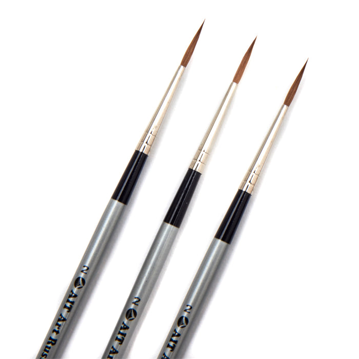 AIT Art Select Pack of 3 Single Size Mini-Liners, Pure Russian Red Sable, Short-Handle Brushes, Handmade in Germany, Pick the Exact Size You Want for Your Project