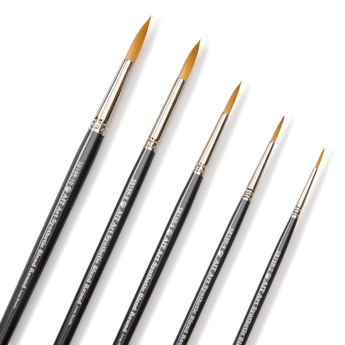 AIT Art Select Paint Brush Set, 5 Long Handle Synthetic Blend Round Paint  Brushes, Handmade in USA, Set for Superior Results with Oil, Acrylic, and