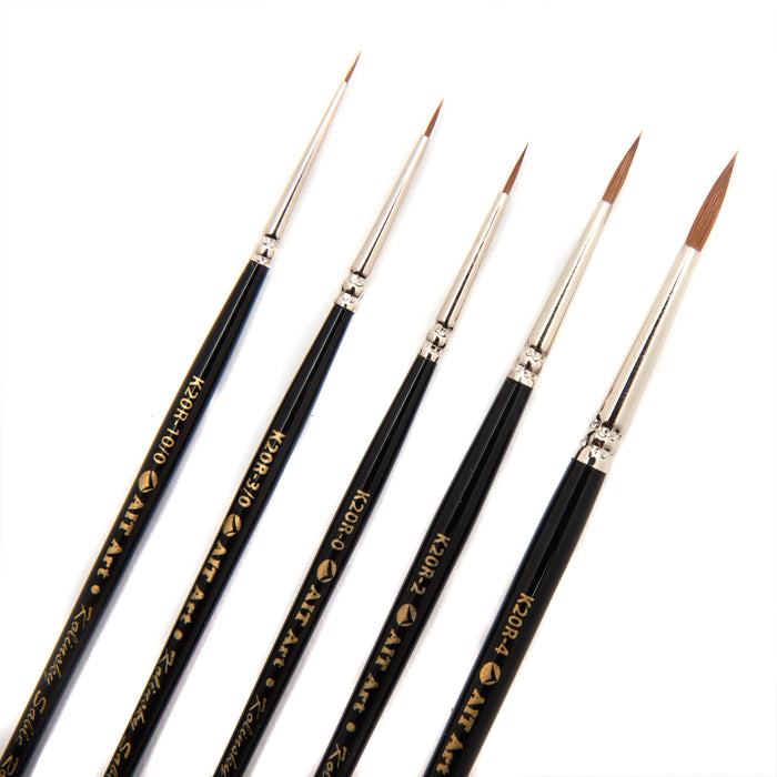 AIT Art Select Round Detail Paint Brushes, Size 20/0, Pack of 3, Synthetic Kolinsky Sable, Set Assembled in USA for Trusted Performance and Crafting
