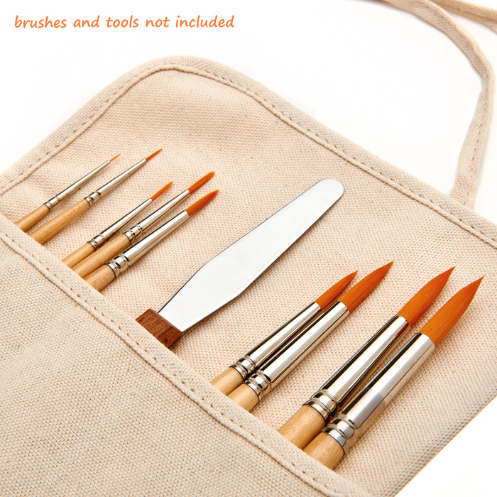 Paint Brush Case, Portable Art Brush Roll-Up Bag, Heavy Duty Canvas For  Artist Students 