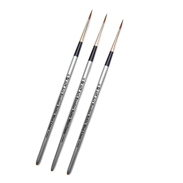 AIT Art Select Pack of 3 Single Size Mini-Liners, Pure Russian Red Sable, Short-Handle Brushes, Handmade in Germany, Pick the Exact Size You Want for Your Project