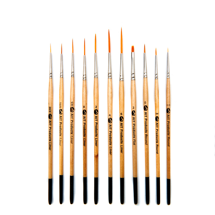 11 Pcs Miniature Detail Paint Brush Set With Natural Wood Handle For  Watercolor