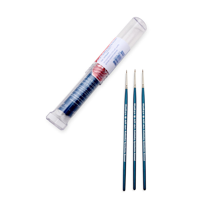 AIT Art Select Pack of 3 Single Size Detail Rounds, Synthetic Kolinsky Sable, Short-Handle Brushes, Set Assembled in USA, Pick the Exact Size You Want for Your Project