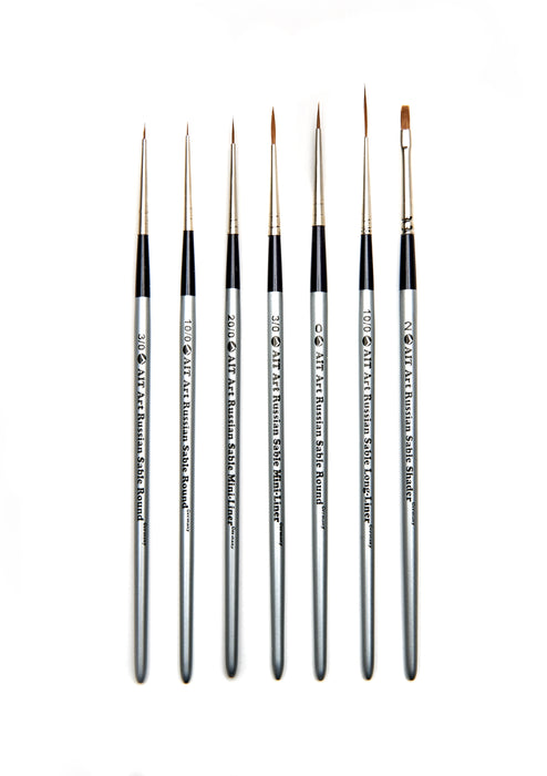 AIT Art Select, Set of 7 Pure Russian Sable Detail Paint Brushes, Handmade in Germany for Crafting Exquisite Details