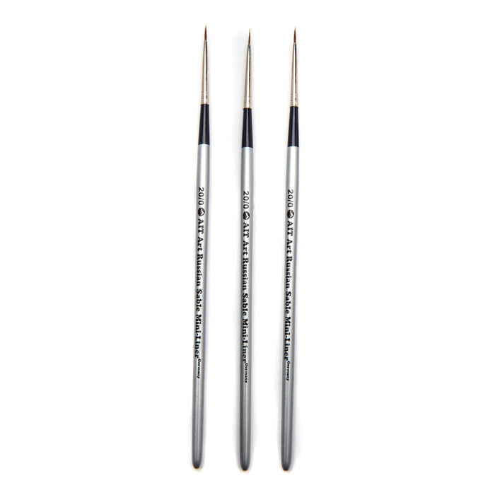 AIT Art Select Pack of 3 Single Size Mini-Liners, Pure Russian Red Sable, Short-Handle Brushes, Handmade in Germany, Pick the Exact Size You Want for Your Project